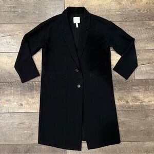 Leith Textured Longline Black Lightweight Coat Cardigan Blazer Size M